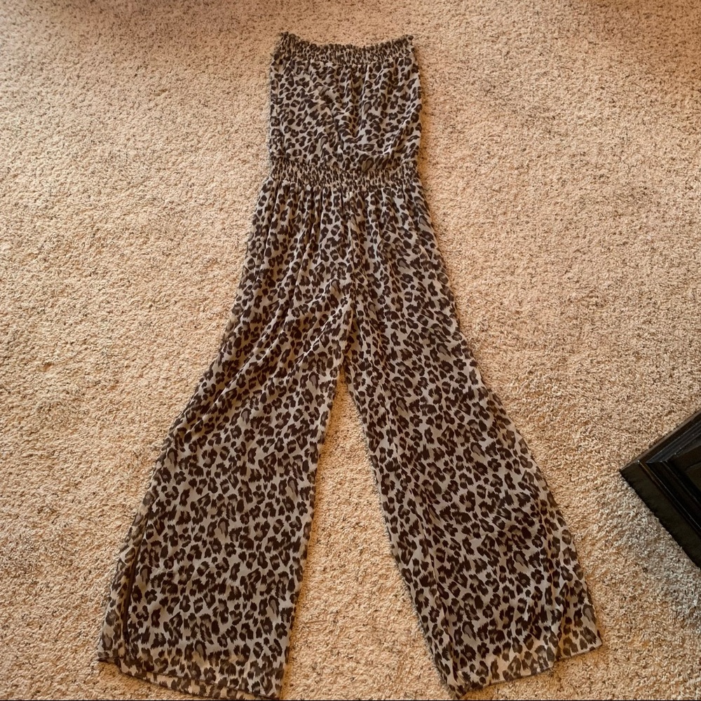 Boutique Leopard strapless jumpsuit Size M